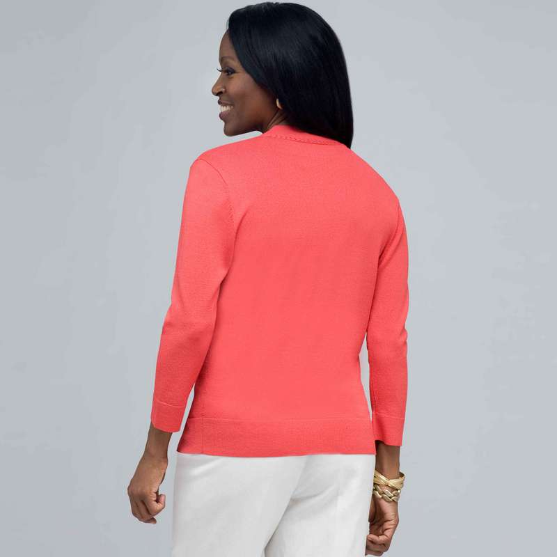 Ribbed Cardigan., New Coral, large image number 1